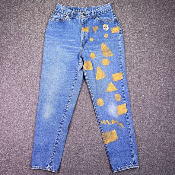 Levi's Denim - VTG 90s Levis 505 Jeans Womens 15 Blue High Rise Painted Tapered USA Made Grunge